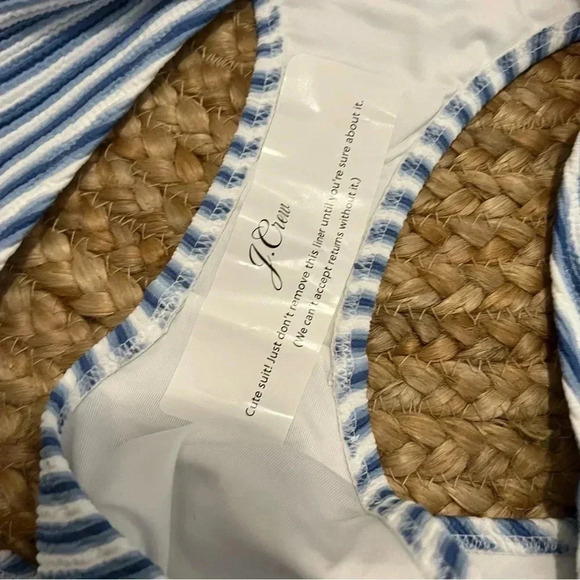 J Crew Bikini Bottom Sz 2X Textured Hipster Bikini Bottom Blue White - Picture 4 of 4